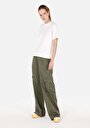 thumb-Regular Fit Yüksek Bel Geniş Paça Cargo Cep Kadın Yeşil Pantolon