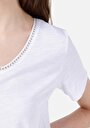 thumb-Regular Fit V Yaka Düz Kadın Beyaz Kısa Kol Tişört