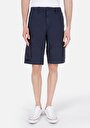thumb-Regular Fit Cepli Orta Bel Düz Erkek Lacivert Şort