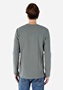 thumb-Regular Fit Yuvarlak Yaka Örme Erkek Yeşil Uzun Kol Tişört