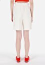 thumb-Regular Fit Orta Bel  Kadın Ekru Şort