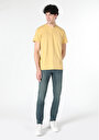 thumb-Regular Fit Yuvarlak Yaka Düz Erkek Sari Kısa Kol Örme Tişört