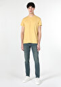 thumb-Regular Fit Yuvarlak Yaka Düz Erkek Sari Kısa Kol Örme Tişört