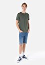 thumb-Regular Fit Yuvarlak Yaka Düz Erkek Yeşil Kısa Kol Tişört Cl1058592