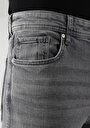 thumb-Skinny Fit Yüksek Bel Dar Paça Erkek Gri Jean Pantolon