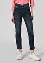 thumb-Slim Fit Orta Bel Düz Paça Kadın İndigo Jean Pantolon
