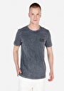 thumb-Regular Fit Yuvarlak Yaka Düz Erkek Antrasit Pamuklu Cepsiz Kısa Kol Tişört