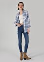 thumb-Skinny Fit Yüksel Bel Dar Paça Fermuarlı Kadın İndigo Jean Pantolon
