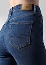 thumb-Skinny Fit Yüksel Bel Dar Paça Fermuarlı Kadın İndigo Jean Pantolon