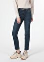 thumb-Slim Fit Orta Bel Düz Paça Kadın İndigo Jean Pantolon