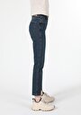 thumb-Slim Fit Orta Bel Düz Paça Kadın İndigo Jean Pantolon
