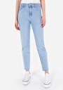 thumb-Mom Fit  Daralan Paça Kadın Gri Jean Pantolon
