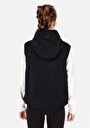 thumb-Regular Fit Kapüşonlu Fermuarlı Kadın Siyah Yelek