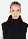 thumb-Regular Fit Kapüşonlu Fermuarlı Kadın Siyah Yelek