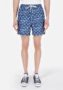 thumb-Slim Fit Erkek Desen Baskılı Lacivert Deniz Şortu