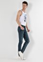 thumb-Slim Fit Düşük Bel Dar Paça Erkek İndigo Jean Pantolon