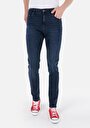 thumb-Slim Fit Düşük Bel Dar Paça Cepli Erkek Koyu İndigo Jean Pantolon