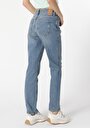 thumb-Regular Fit Orta Bel Slim Straight Leg Kadın İndigo Jean Pantolon