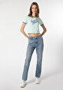 thumb-Regular Fit Orta Bel Slim Straight Leg Kadın İndigo Jean Pantolon