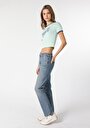 thumb-Regular Fit Orta Bel Slim Straight Leg Kadın İndigo Jean Pantolon