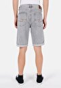 thumb-Regular Fit Orta Bel  Erkek Gri Jean Şort
