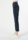 thumb-Slim Fit Orta Bel Daralan Paça Kadın Koyu İndigo Jean Pantolon