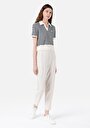 thumb-Regular Fit Orta Bel Düz Kadın Ekru Eşofman Altı