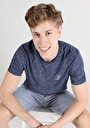 thumb-Regular Fit Yuvarlak Yaka Baskılı Erkek Lacivert Kısa Kol Tişört