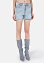 thumb-Mom Fit Yüksek Bel  Kadın İndigo Jean Şort