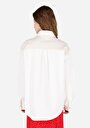 thumb-Regular Fit Klasik Bedenli  Kadın Beyaz Uzun Kol Gömlek