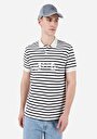 thumb-Regular Fit Polo Yaka Çizgili Erkek Beyaz Kısa Kol Tişört