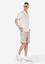 thumb-Comfort Fit Orta Bel Düz Erkek Bej Şort