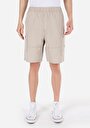 thumb-Comfort Fit Orta Bel Düz Erkek Bej Şort
