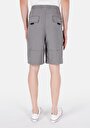 thumb-Comfort Fit Orta Bel Düz Erkek Gri Şort