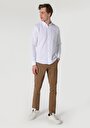thumb-Slim Fit Shirt Neck Pamuklu Düz Erkek Beyaz Uzun Kol Gömlek