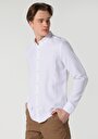 thumb-Slim Fit Shirt Neck Pamuklu Düz Erkek Beyaz Uzun Kol Gömlek
