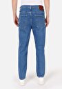 thumb-Loose Straight Fit Orta Bel Düz Paça Erkek Mid İndigo Cepli Denim Jean Pantolon