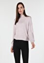 thumb-Regular Fit Yarım Balıkçı Yaka Düz Kadın Pembe Uzun Kol Tişört