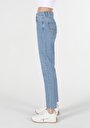 thumb-Mom Fit Yüksek Bel Daralan Paça Kadın İndigo Denim Jean Pantolon