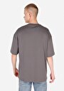 thumb-Oversize Fit Pamuklu Yuvarlak Yaka Düz Erkek Gri Kısa Kol Tişört