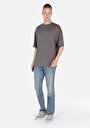thumb-Oversize Fit Pamuklu Yuvarlak Yaka Düz Erkek Gri Kısa Kol Tişört