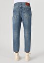 thumb-Loose Relaxed Fit Drop Crotch Kısa Paça Erkek İndigo Jean Pantolon