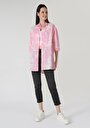 thumb-Relaxed Fit Shirt Neck Batik Kadın Pembe Kısa Kol Gömlek