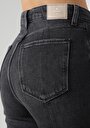 thumb-Regular Fit Orta Bel Bootcut Kadın Siyah Jean Pantolon