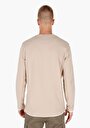 thumb-Regular Fit Yuvarlak Yaka Düz Erkek Bej Uzun Kol Pamuklu Tişört