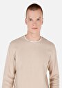 thumb-Regular Fit Yuvarlak Yaka Düz Erkek Bej Uzun Kol Pamuklu Tişört