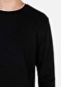 thumb-Regular Fit Yuvarlak Yaka Düz Pamuklu Erkek Siyah Uzun Kol Tişört