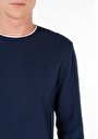 thumb-Regular Fit Yuvarlak Yaka Düz Erkek Lacivert Uzun Kol Tişört
