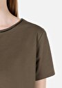 thumb-Regular Fit Yuvarlak Yaka Düz Cepsiz Kadın Yeşil Kısa Kol Tişört