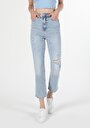 thumb-Straight Fit Yüksel Bel Bootcut Kadın Denim Jean Pantolon